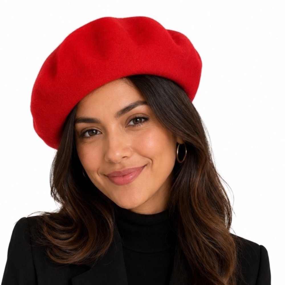 H&M Premium Selection Red 100%‎ Pure Wool Beret Hat French Style OS NWT 86-19